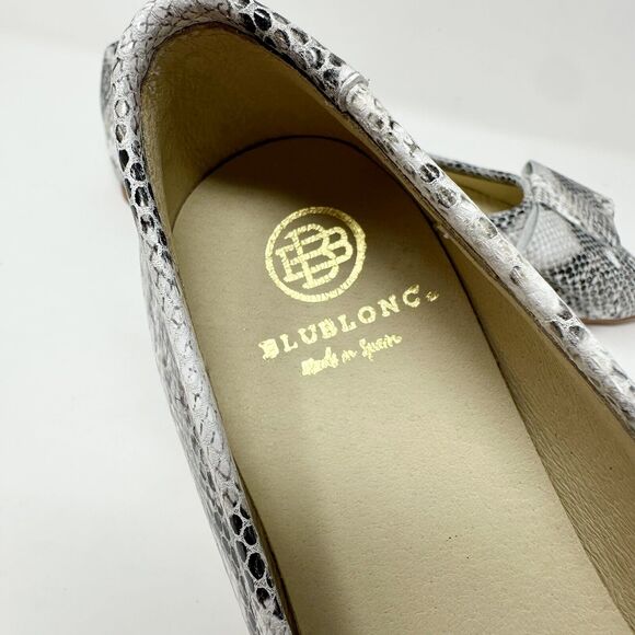 Blublonc Womens Snakeskin Print Leather Flats 35 Made In Spain Bow Detail US 5 - Picture 11 of 13